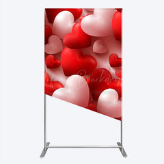 Lofaris 3D Hearts Valentine’s Day Rectangle Backdrop Red and White Romantic Love Theme Wedding or Anniversary Photo Prop
