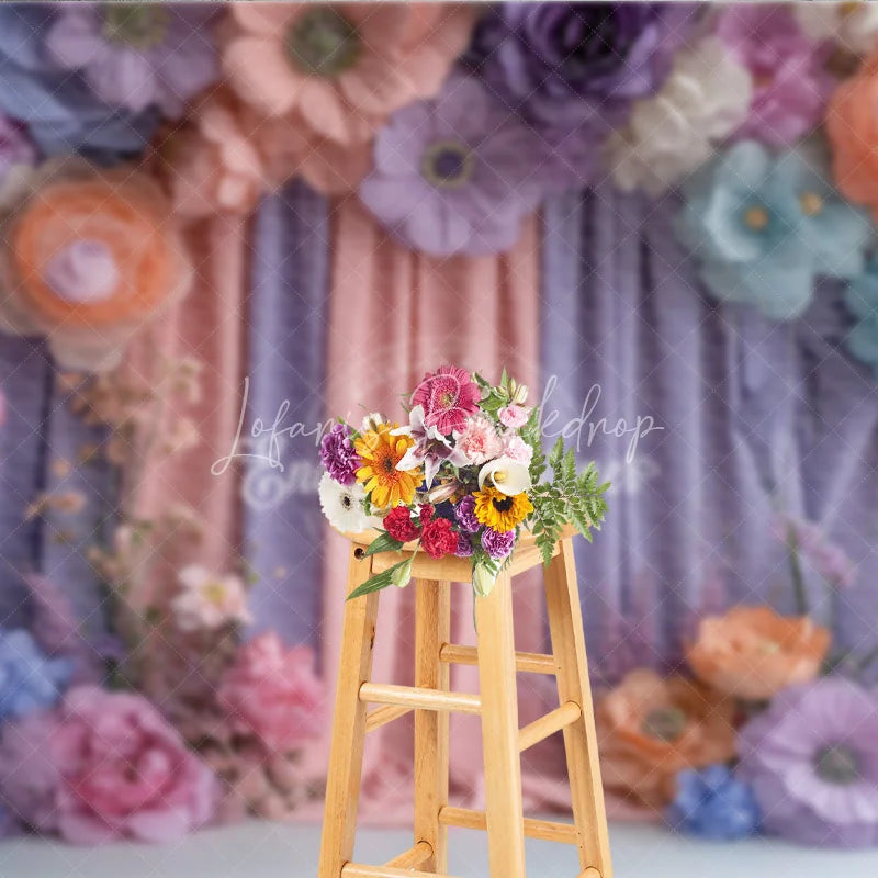 Lofaris 3D Paper Flower Wall Photography Backdrop Pastel Curtains for Wedding Birthday or Baby Shower Photo Booth