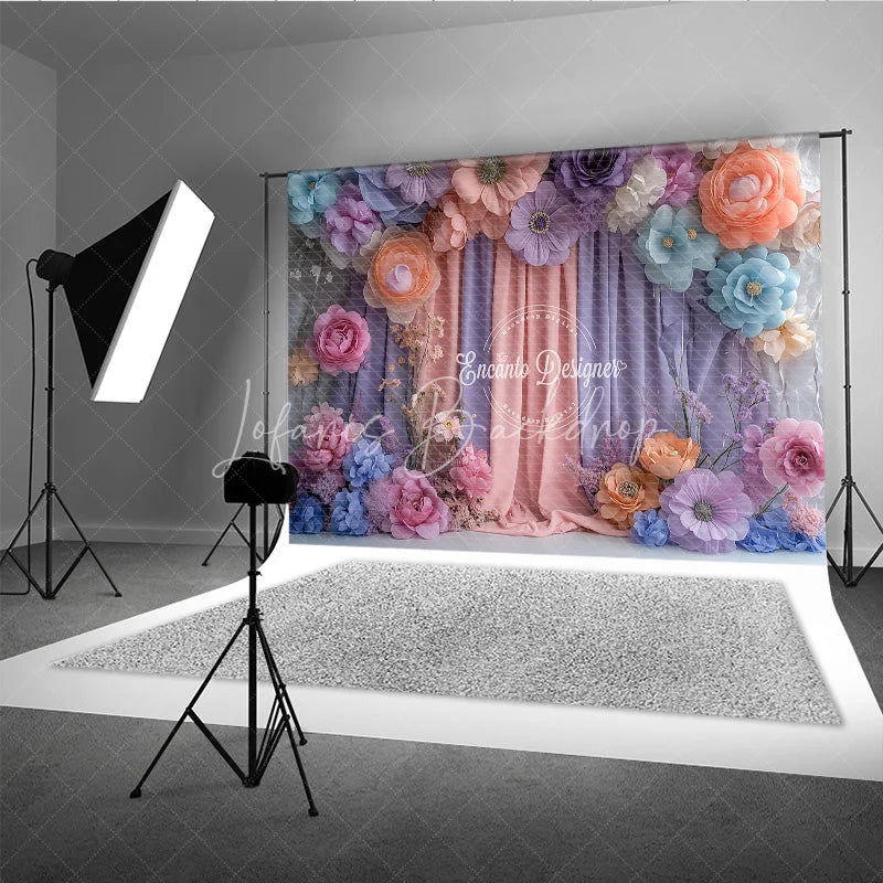 Lofaris 3D Paper Flower Wall Photography Backdrop Pastel Curtains for Wedding Birthday or Baby Shower Photo Booth