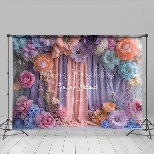 Lofaris 3D Paper Flower Wall Photography Backdrop Pastel Curtains for Wedding Birthday or Baby Shower Photo Booth