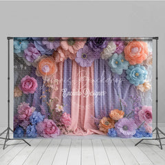 Lofaris 3D Paper Flower Wall Photography Backdrop Pastel Curtains for Wedding Birthday or Baby Shower Photo Booth