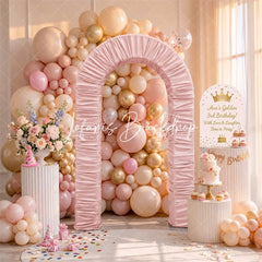 Lofaris 3D Ruched Fabric Arch Backdrop Double-layer Stand for Party Decor