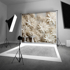Lofaris 3D White Paper Flowers Photography Backdrop Winter Wedding or Bridal Shower Elegant Poinsettia Wall Decor