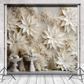 Lofaris 3D White Paper Flowers Photography Backdrop Winter Wedding or Bridal Shower Elegant Poinsettia Wall Decor
