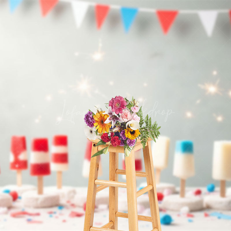 Lofaris 4 July Ice Cream Independence Day Cake Smash Backdrop