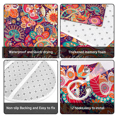 Lofaris 4-Piece Boho Paisley Bathroom Set Colorful Mandala Floral Pattern Vibrant Orange Purple Tribal