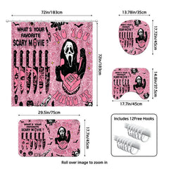 Lofaris 4-Piece Pink Halloween Bathroom Set Funny Movie Character No You Hang Up Spooky Ghost Decor