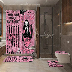 Lofaris 4-Piece Pink Halloween Bathroom Set Funny Movie Character No You Hang Up Spooky Ghost Decor