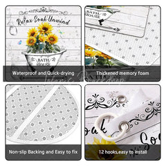 Lofaris 4-Piece Rustic Sunflower Bathroom Set Farmhouse Bathtub Wood Yellow Relax Soak Unwind Decor