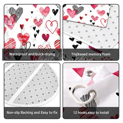 Lofaris 4-Piece Valentines Day Heart Shower Curtain Set Watercolor Red Pink Love Art Cute Romantic