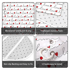 Lofaris 4-Piece Valentines Day Love Bathroom Set Red Heart Script Line Minimalist Romantic Decor