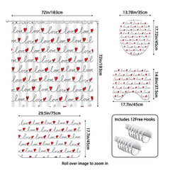 Lofaris 4-Piece Valentines Day Love Bathroom Set Red Heart Script Line Minimalist Romantic Decor