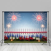 Lofaris 4th of July Floral Fence Independence Day Backdrop