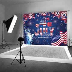 Lofaris 4th Of July Independence Day Patriotic Celebration Backdrop Statue of Liberty American Flag Fireworks Party Decoration