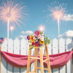 Lofaris 4th Of July White Fence Celebration Holiday Backdrop