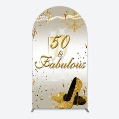 Lofaris 50 And Fabulous Gold Happy Birthday Arch Backdrop