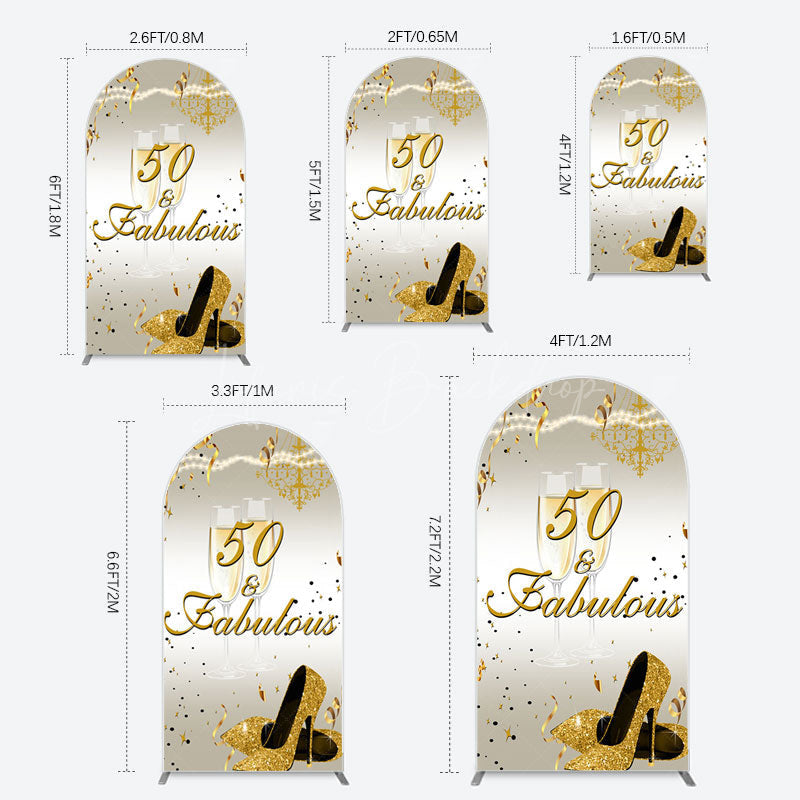 Lofaris 50 And Fabulous Gold Happy Birthday Arch Backdrop
