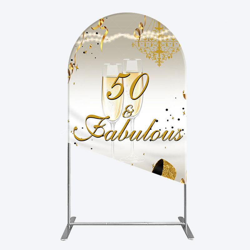 Lofaris 50 And Fabulous Gold Happy Birthday Arch Backdrop