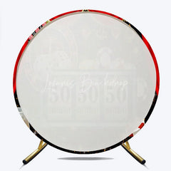 Lofaris 50th Birthday Round Backdrop Casino Las Vegas Slot Machine Red Curtain Party