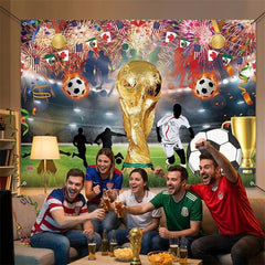 Lofaris (7 Day Delivery)Lofaris Golden Trophy and Football Celebration Holiday Backdrop