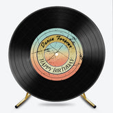 Lofaris 70s Disco Dance Forever Birthday Round Backdrop Retro Vinyl Record Design Groovy Themed Party Photo Prop Decor