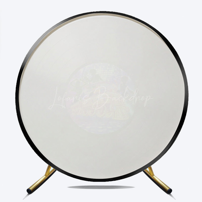 Lofaris 70s Disco Party Round Backdrop Soul Train on a Vinyl Record Retro Funk and R&B Dance Themed Photo Prop Decor