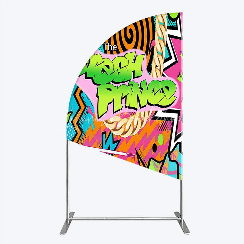 Lofaris 90s Hip Hop Themed Fresh Prince Half Moon Arch Backdrop Retro Graffiti Art for Baby Shower Throwback Birthday Party Decor