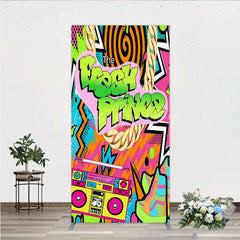 Lofaris 90s Hip Hop Themed Fresh Prince Rectangle Backdrop Retro Graffiti Art for Baby Shower Throwback Birthday Party Decor