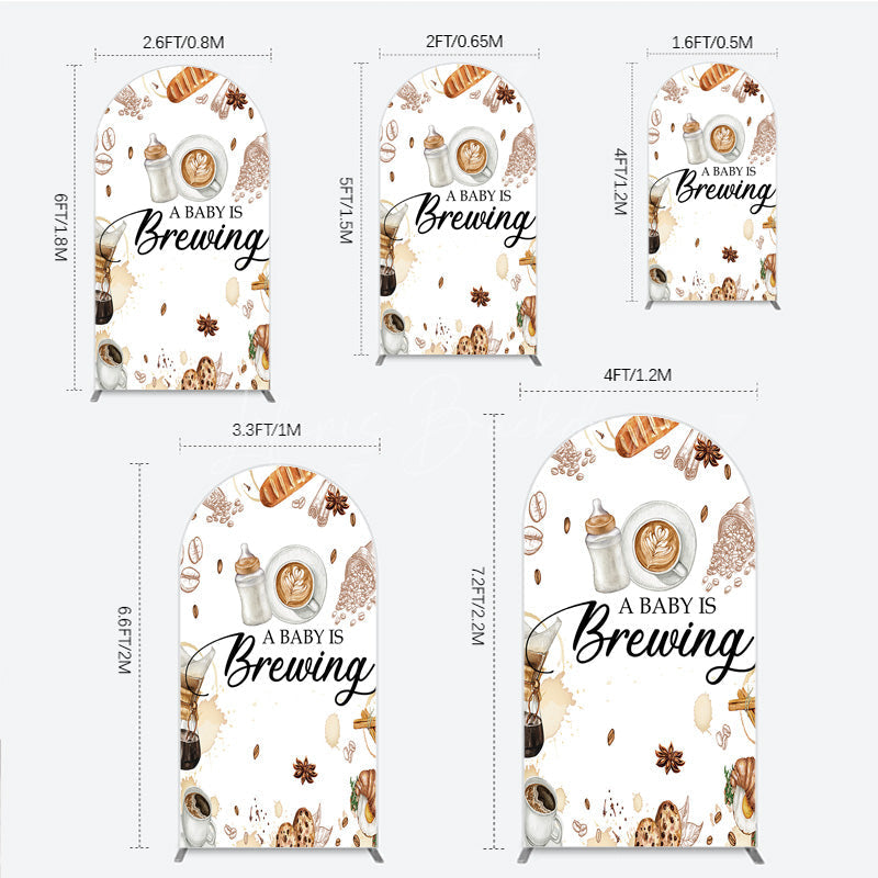Lofaris A Baby is Brewing Arch Backdrop Coffee and Croissant Themed Shower Fun Cafe Welcome Sign Photo Prop Decor