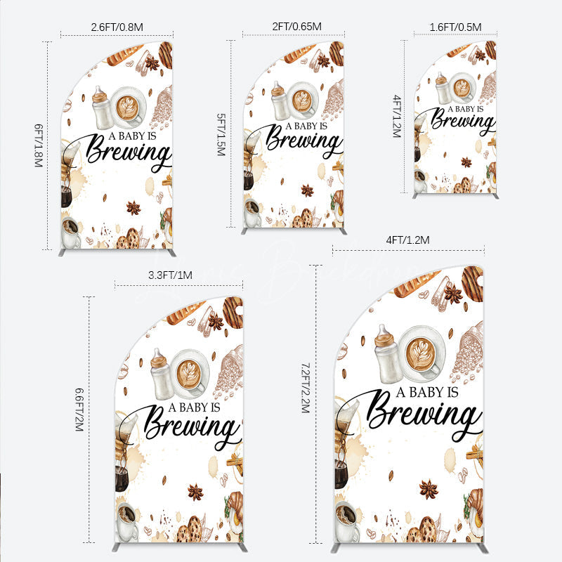 Lofaris A Baby is Brewing Half Moon Arch Backdrop Coffee and Croissant Themed Shower Fun Cafe Welcome Sign Photo Prop Decor