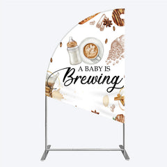 Lofaris A Baby is Brewing Half Moon Arch Backdrop Coffee and Croissant Themed Shower Fun Cafe Welcome Sign Photo Prop Decor
