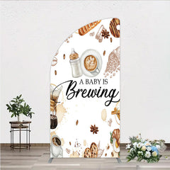 Lofaris A Baby is Brewing Half Moon Arch Backdrop Coffee and Croissant Themed Shower Fun Cafe Welcome Sign Photo Prop Decor