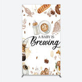 Lofaris A Baby is Brewing Rectangle Backdrop Coffee and Croissant Themed Shower Fun Cafe Welcome Sign Photo Prop Decor
