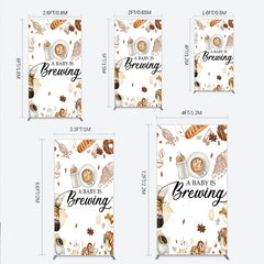 Lofaris A Baby is Brewing Rectangle Backdrop Coffee and Croissant Themed Shower Fun Cafe Welcome Sign Photo Prop Decor