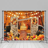Lofaris A Fruitful Autumn Courtyard Lights Photo Backdrop