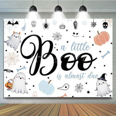 Lofaris A Little Boo is Almost Due Baby Shower Backdrop Cute Ghost with Pastel Pumpkins Halloween Gender Neutral Decor