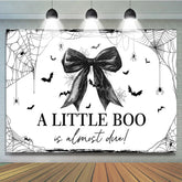 Lofaris A Little Boo is Almost Due Halloween Baby Shower Backdrop Gothic Black Bow with Spiders Spooky Elegant Decor