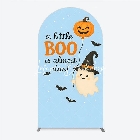 Lofaris A Little Boo Is Almost Due Halloween Round Top Arch Backdrop Cute Ghost Pumpkin Baby Shower Party Decor