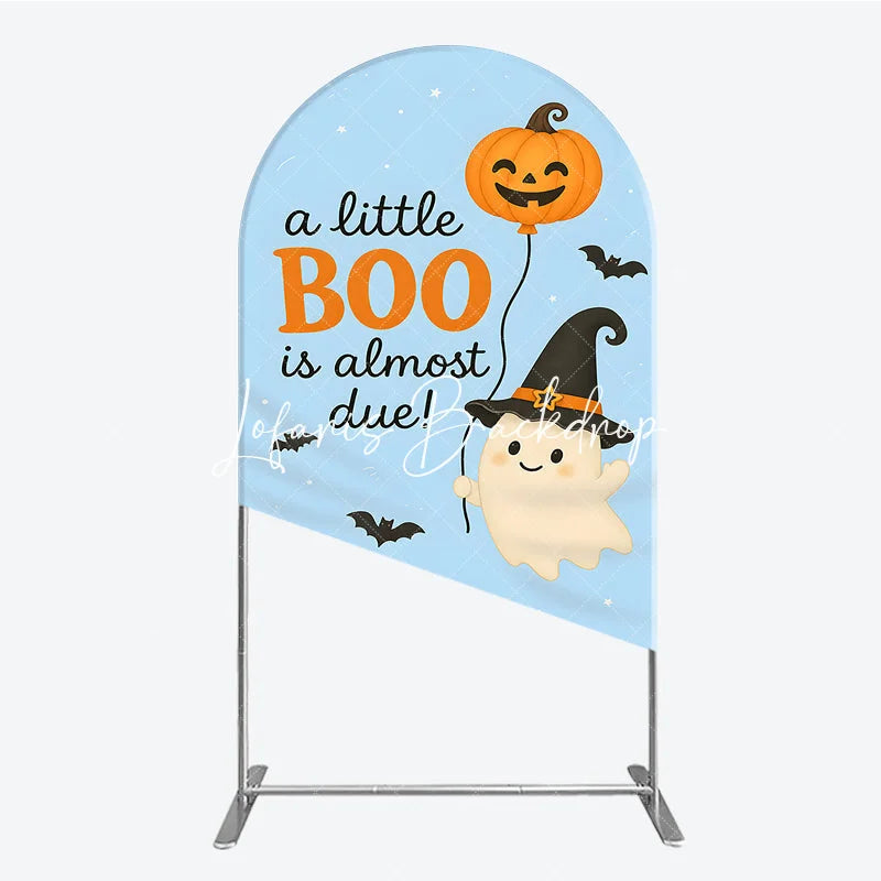 Lofaris A Little Boo Is Almost Due Halloween Round Top Arch Backdrop Cute Ghost Pumpkin Baby Shower Party Decor
