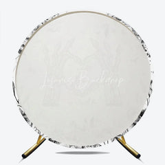 Lofaris A Little Boo is Almost Due Round Backdrop Gothic Skeleton Hands with Floral Halloween Baby Shower Decor