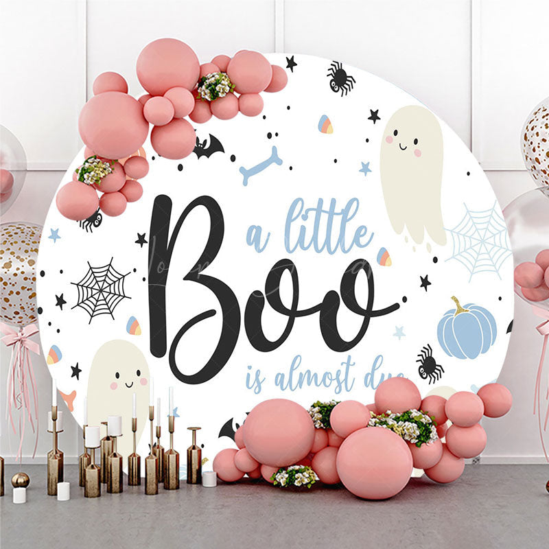 Lofaris A Little Boo is Almost Due Round Backdrop Halloween Themed Baby Shower Cute Ghost and Pumpkin Party Decor