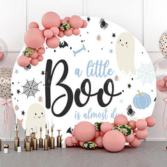 Lofaris A Little Boo is Almost Due Round Backdrop Halloween Themed Baby Shower Cute Ghost and Pumpkin Party Decor