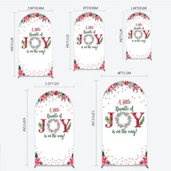 Lofaris A Little Bundle of Joy is on the Way Arch Backdrop Christmas Baby Shower with Poinsettia Winter Floral Decor