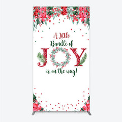 Lofaris A Little Bundle of Joy is on the Way Rectangle Backdrop Christmas Baby Shower with Poinsettia Winter Floral Decor