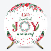 Lofaris A Little Bundle of Joy is on the Way Round Backdrop Christmas Baby Shower with Poinsettia Winter Floral Decor