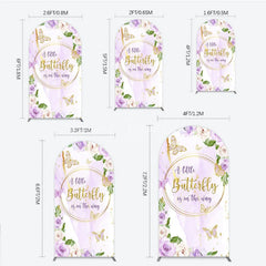Lofaris A Little Butterfly is on the way Arch Backdrop Purple Floral Baby Shower Decor Gold for Girl