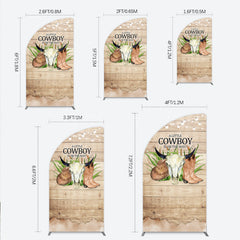 Lofaris A Little Cowboy is on the Way Half Moon Arch Backdrop Rustic Western Baby Shower Decor Wood and String Lights Photo Booth