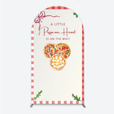 Lofaris A Little Pizza Our Heart is on the Way Arch Backdrop Italian Food Themed Red Gingham Baby Shower Decor