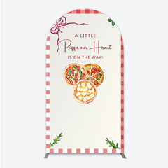 Lofaris A Little Pizza Our Heart is on the Way Arch Backdrop Italian Food Themed Red Gingham Baby Shower Decor