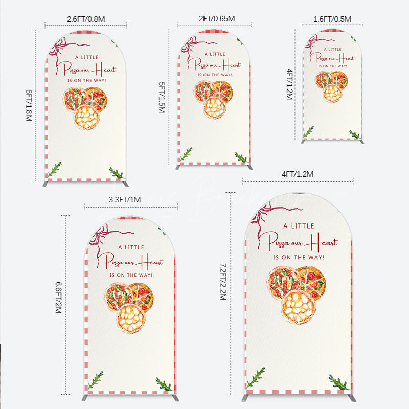 Lofaris A Little Pizza Our Heart is on the Way Arch Backdrop Italian Food Themed Red Gingham Baby Shower Decor